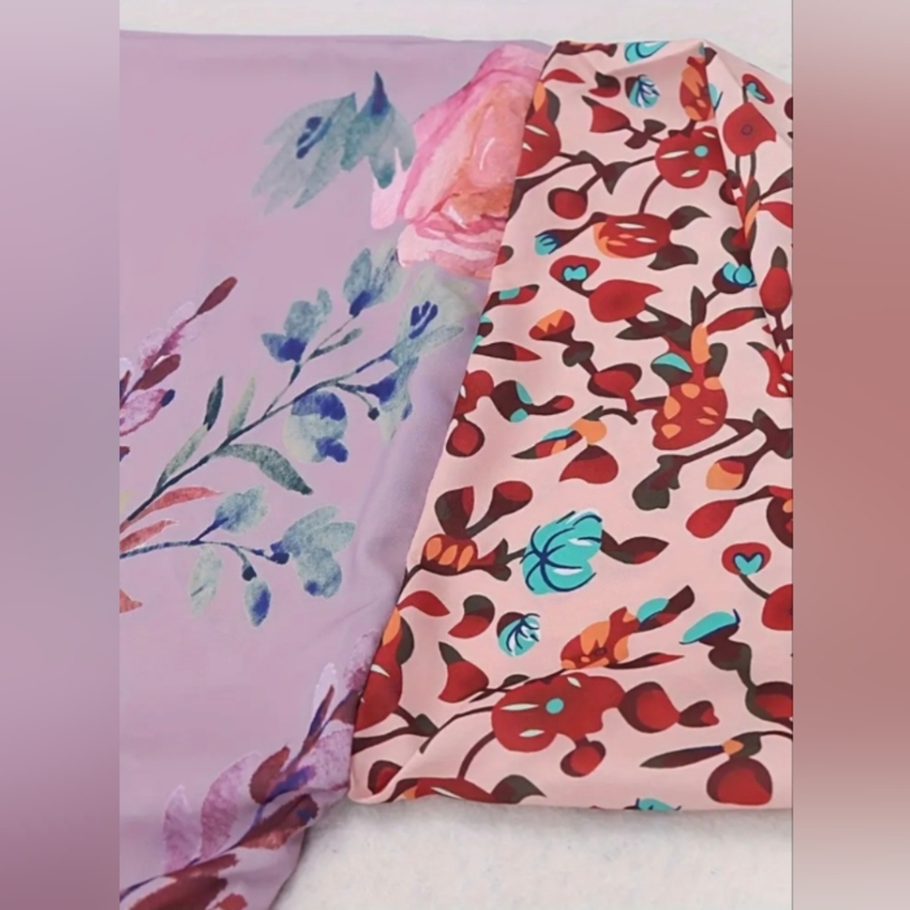 Floral Peacock Satin Robe with Bell Sleeves - White/Pink - Picture 11 of 13